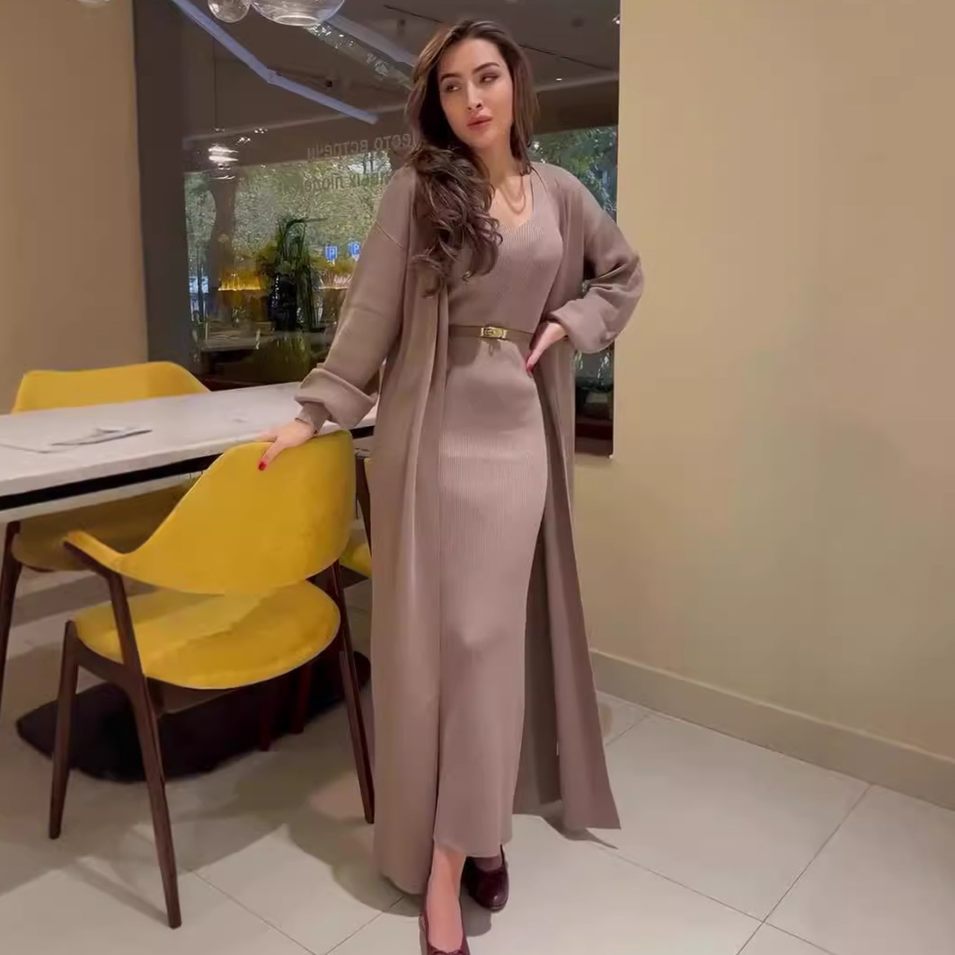 Winter Clothing Trends 2025 - Women Knitted Dress Suit Cardigan Knitting