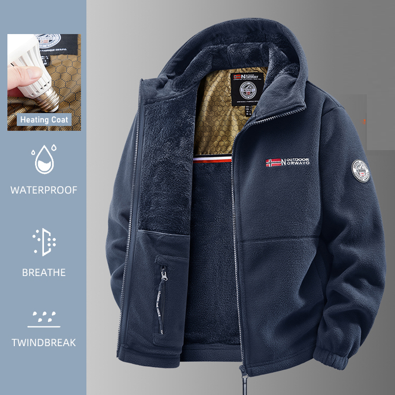 Windproof Jacket Softshell - Men Heated Jacket Winter Polar Fleece