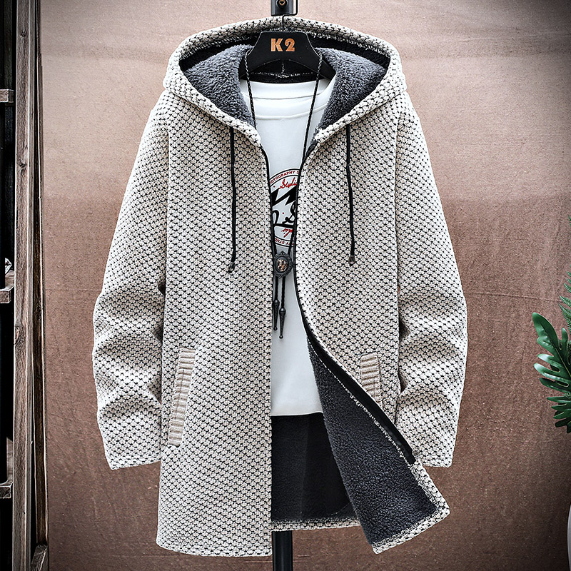 Wool Blend Coat - Men's Cardigan Cashmere Long Coat Sweaters