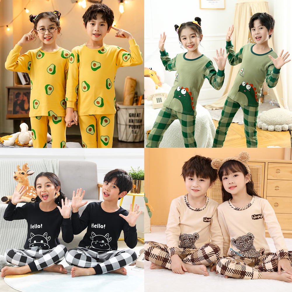 Yellow Winter Clothing - 100 Cotton Boys Pajamas Sets For