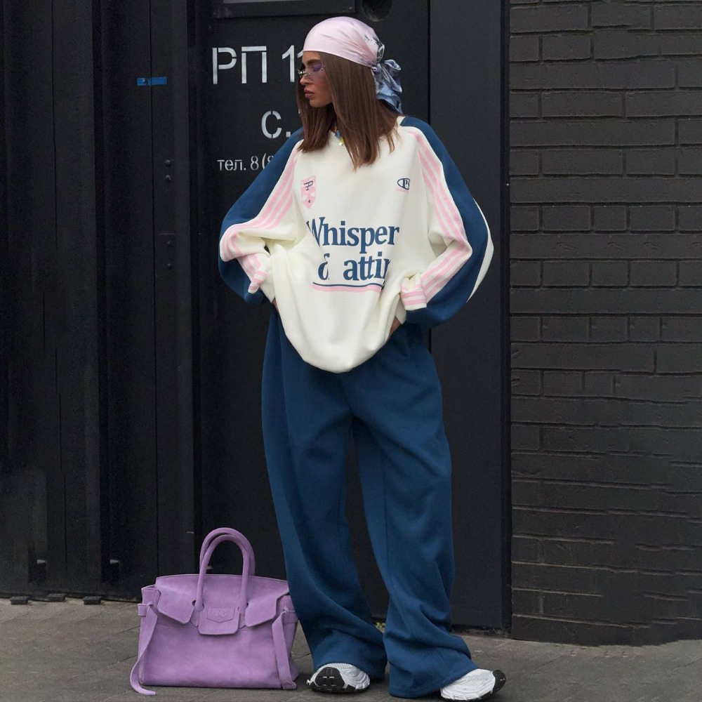 Winter Clothing Outdoor - Fashion Contrasting Sweatshirt Pants Suit Autumn