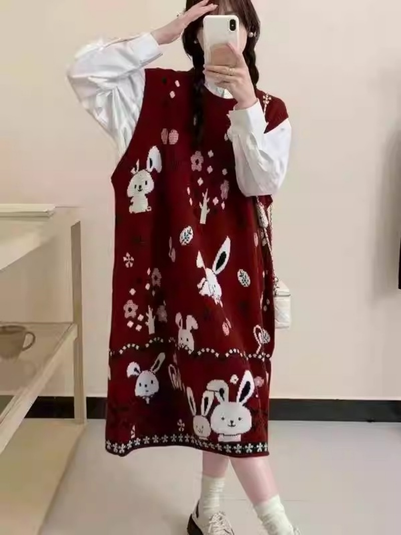 Lazy Cartoon Sweater Vest Dres - đánh giá và giá Winter Clothing Trends 2025 Women'S