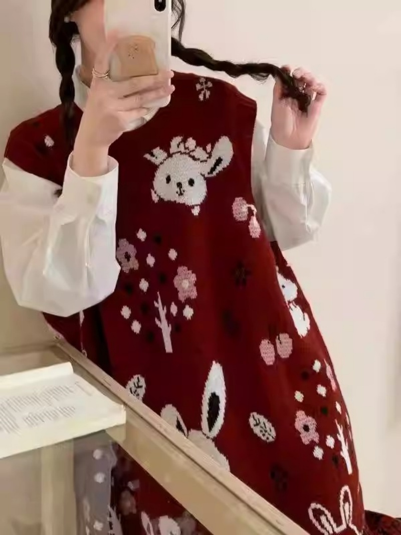 Lazy Cartoon Sweater Vest Dres - đánh giá và giá Winter Clothing Trends 2025 Women'S