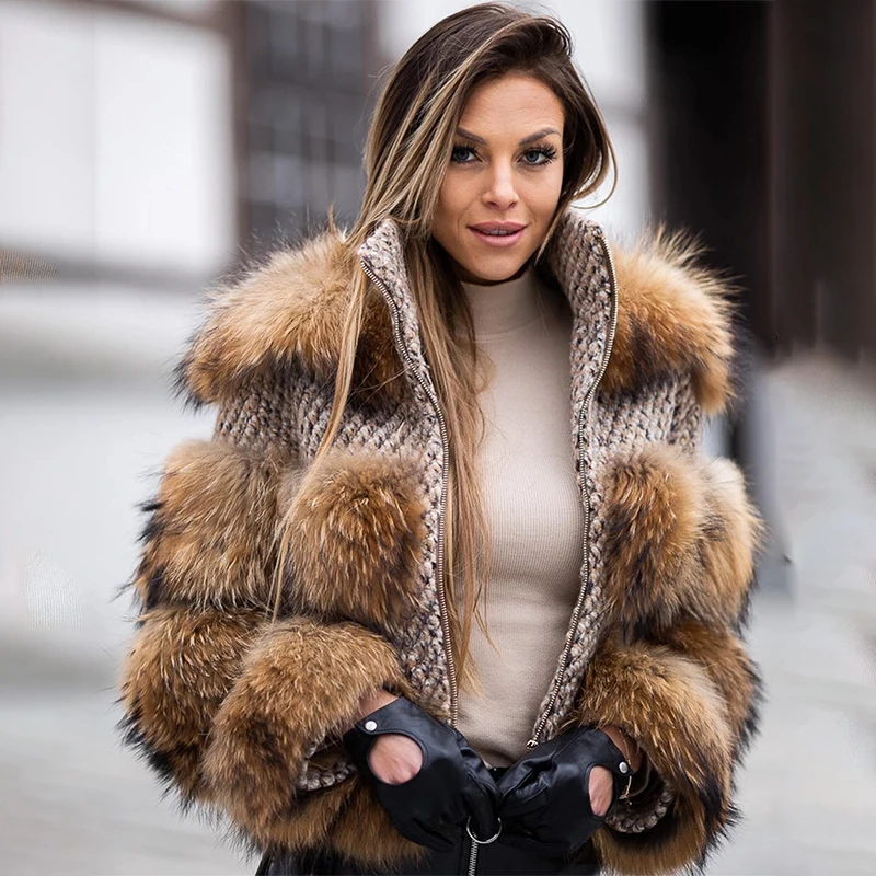 QUEENTINA Real Raccoon Fur Coa - đánh giá và giá Quality Winter Clothing Jacket