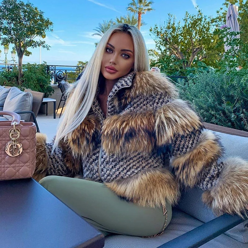QUEENTINA Real Raccoon Fur Coa - đánh giá và giá Quality Winter Clothing Jacket