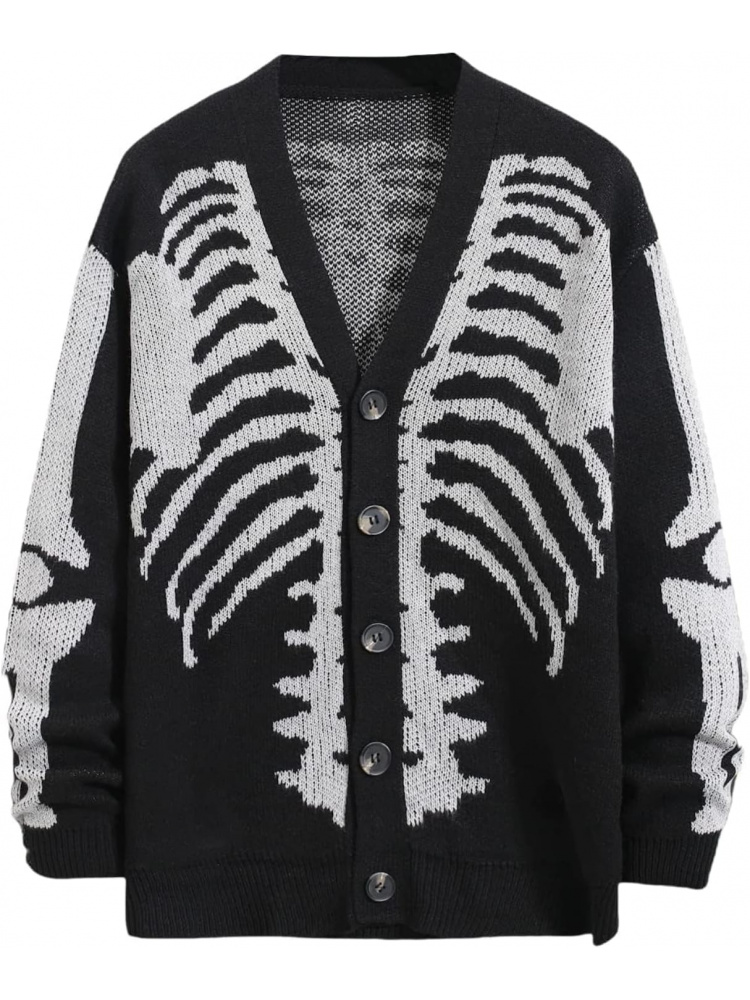 Men's Skeleton Pattern Cardiga - đánh giá và giá Wool Blend Coat