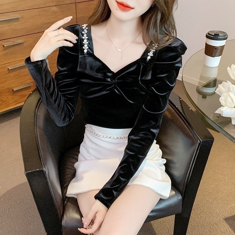 Slim Fit Velvet Women's Shirt  - đánh giá và giá Winter Clothing Trends 2025 Women'S