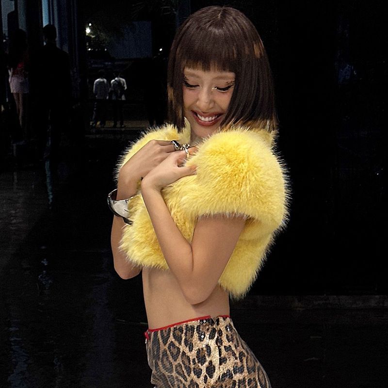2025 Fur Short Coat Women Crop - đánh giá và giá Yellow Winter Clothing