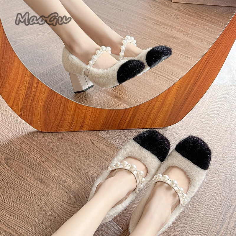 Chunky Heel Women's Furry Shoe - đánh giá và giá Winter Clothing Women'S