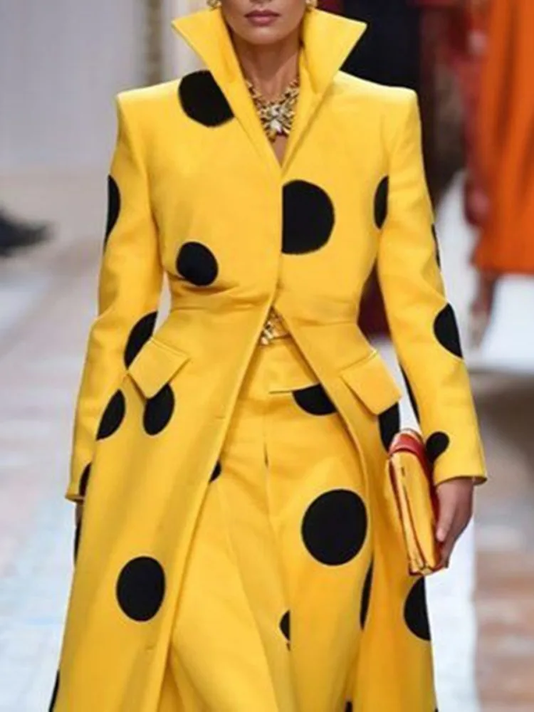 Gymystars Polka-Dot Woolen Coa - đánh giá và giá Yellow Winter Clothing