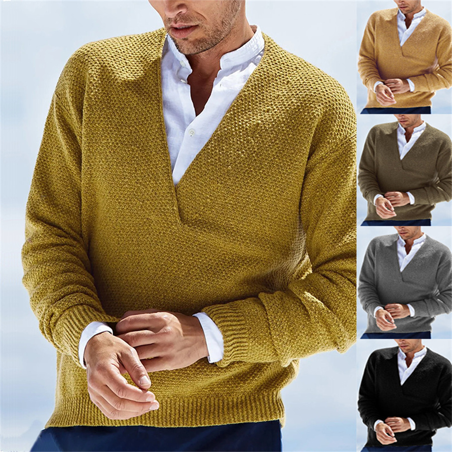 Autumn Winter Men Sweaters Kni - đánh giá và giá Yellow Winter Clothing